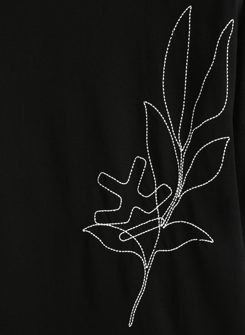 Wrogn Embroidered Oversized T-Shirt | Black - Image 4